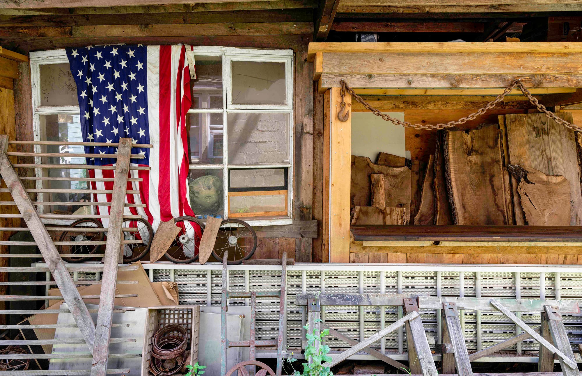 Clutter art, or, can you believe how much crap is on that porch?